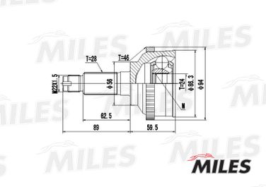 Miles GA20180 Шрус KIA carens/clarus/magentis 1.6-2.0 96- нар. (abs) - 3