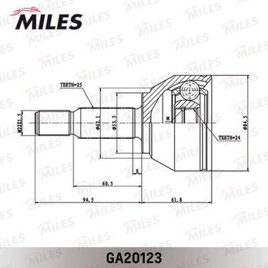 Miles GA20123 Шрус ford tourneo/transit connect 1.8d 02- нар. - 3
