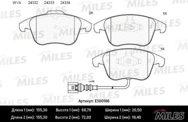 Miles E500186 Колодки тормозные audi Q3 11-/vw sharan 10-/tiguan 07- передние Ceramic - 1