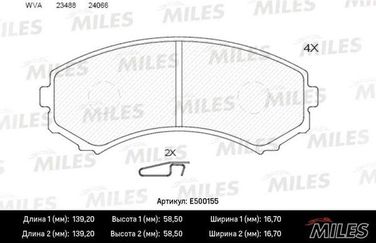 Miles E500155 Колодки тормозные mitsubishi pajero III long wagon 00>06 3.5/2.5td передние Ceramic - 1