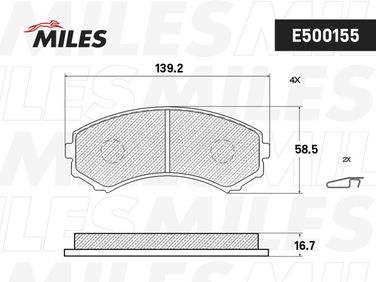 Miles E500155 Колодки тормозные mitsubishi pajero III long wagon 00>06 3.5/2.5td передние Ceramic - 2