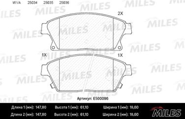 Miles E500096 Колодки тормозные chevrolet cruze/opel astra j 16 10- передние Ceramic - 2