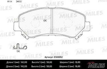 Miles E500052 Колодки тормозные nissan qashqai 1.6/2.0 07-/x-trail 07- передние Ceramic - 1