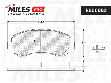 Miles E500052 Колодки тормозные nissan qashqai 1.6/2.0 07-/x-trail 07- передние Ceramic - 2
