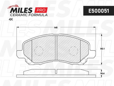 Miles E500051 Колодки тормозные mitsubishi asx/lancer/outlander/dodge caliber передние Ceramic - 2