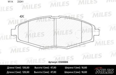 Miles E500006 Колодки тормозные daewoo nexia/lanos/matiz sohc передние Ceramic - 1