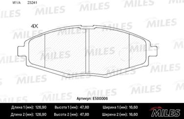 Miles E500006 Колодки тормозные daewoo nexia/lanos/matiz sohc передние Ceramic - 2
