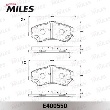 Miles E400550 Колодки тормозные chrysler voyager/jeep cherokee/wrangler 07- передние - 2