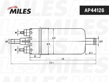 Miles AP44126 Насос топливный citroen/peugeot/renault 3 bar 155 l/h - 2
