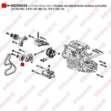 WENDERW WERN058 Ролик натяжителя honda accord vii (03-08), civic 5d (06-12), cr-v (02-12) - 1