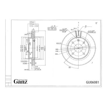 GANZ GIJ06081 Диск тормозной передний с покрытием chevrolet Lacetti/Epica/Rezzo /Vent D=256mm - 3