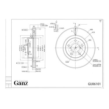 GANZ GIJ06101 Диск тормозной передний с покрытием subaru Forester III 2007-> /Vent D=277mm - 3