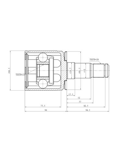 GANZ GIK04013 Шрус внутренний L=R mitsubishi Pajero Sport 98-08 | перед | - 2
