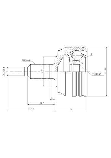 GANZ GIK04055 Шрус наружний (компл.) VW T5 2.5d/3.2 03- | перед | - 2