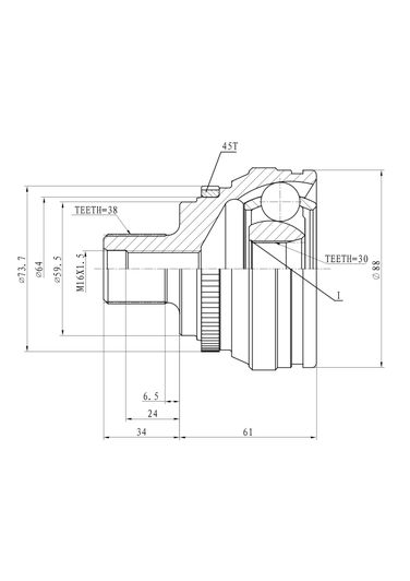 GANZ GIK04073 Шрус наружный (компл.) audi 100/a6(c4) 91-97 - 2