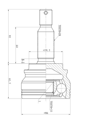 GANZ GIK04076 Шрус наружный mitsubishi ASX/Lancer x | перед | - 2