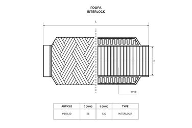 TIXONA P55120 Гофра 55/120 (aisi 304 with interlock) - 2