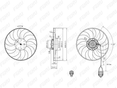 FEHU FFC1007 Электровентилятор охлаждения (без кожуха) с резистором для Opel Astra j (10-) - 2