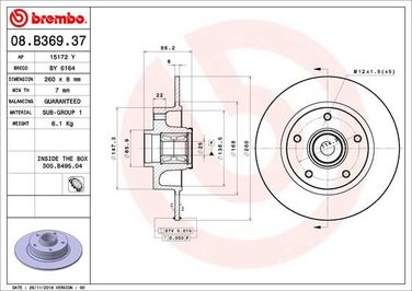 Brembo 08.B369.37 Диск тормозной с подшипниками | зад | - 1
