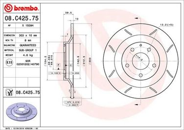 Brembo 08.C425.75 Диск тормозной Max | зад | - 1