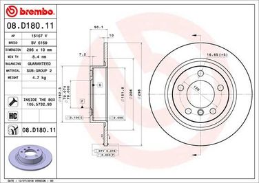 Brembo 08.D180.11 Диск тормозной UV Coated | зад | - 1