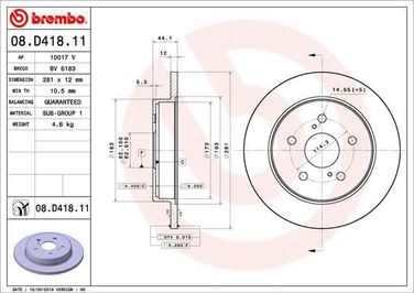 Brembo 08.D418.11 Диск тормозной UV Coated | зад |  - 1