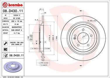 Brembo 08.D430.11 Диск тормозной UV Coated | зад | - 1