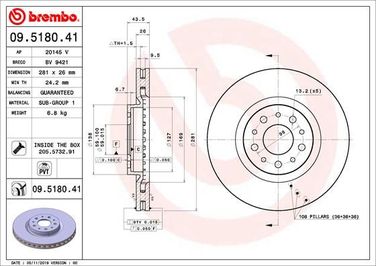 Brembo 09.5180.41 Диск тормозной UV Coated | перед | - 1