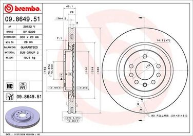 Brembo 09.8649.51 Диск тормозной UV Coated | перед | - 1