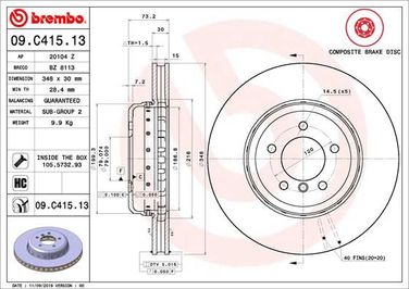 Brembo 09.C415.13 Диск тормозной Composite | перед | - 1
