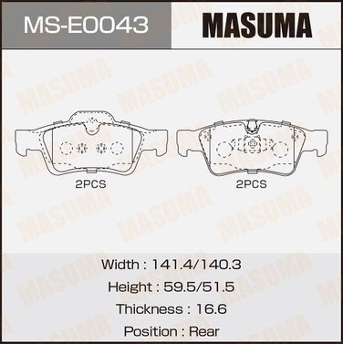 Masuma MS-E0043 Колодки тормозные дисковые | зад | - 1
