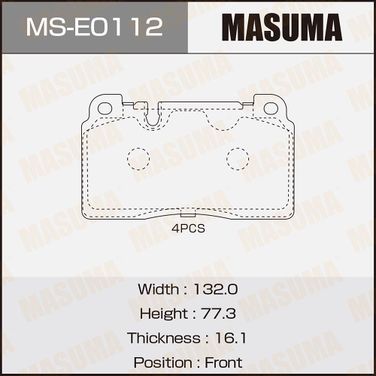 Masuma MS-E0112 _колодки дисковые передние! с антискрип. пластинами  Audi a4/a5 1.8TFSi-3.2FSI/2.7TDi 07> - 1