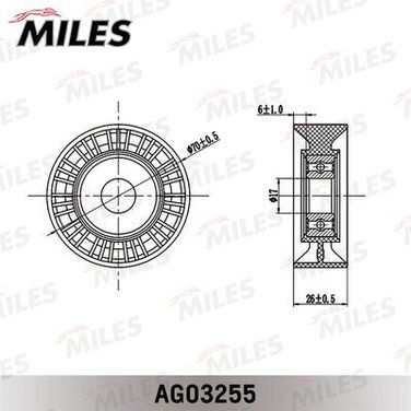 Miles AG03255 Ролик ремня приводного BMW e46/39/38/53 3.0d/range rover 3.0d/4.4 - 2