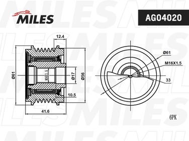 Miles AG04020 Муфта свободного хода Audi a4/a5/vw 1.8i-2.0i 07> - 1