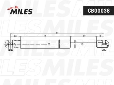 Miles CB00038 Упор газовый капота land rover freelander 06-14 - 2