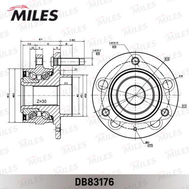 Miles DB83176 Ступица с подшипником opel astra j/chevrolet cruze 16 d=115x 09- пер. - 2