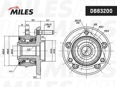 Miles DB83200 Ступица с подшипником передняя (5*127,z=32,+abs) jeep grand cherokee IV (WK wk2)/dodge durango III (wd)10-. - 2