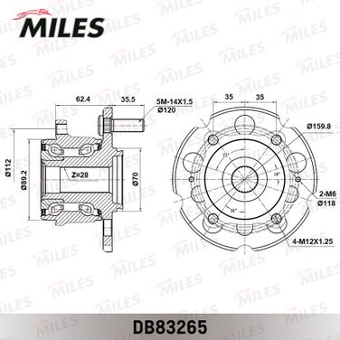 Miles DB83265 Ступица с подшипником honda pilot/acura MDX 07-15 зад. - 4