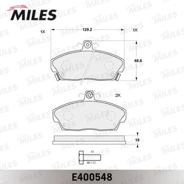 Miles E400548 Колодки тормозные honda civic 1.4-1.8 94-05 передние - 2