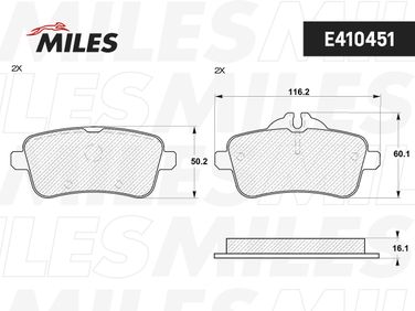 Miles E410451 Колодки тормозные дисковые - 2