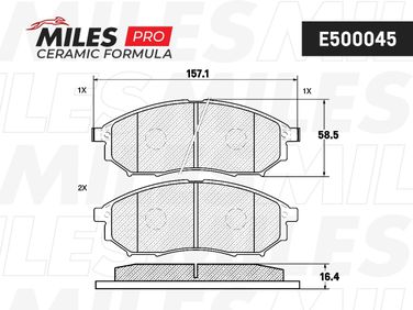 Miles E500045 Колодки тормозные nissan murano/pathfinder/qashqai/renault koleos передние Ceramic - 2