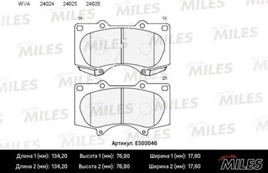 Miles E500046 Колодки тормозные toyota LC 120 4.0/3.0d/mitsubishi pajero 06> передние Ceramic - 1
