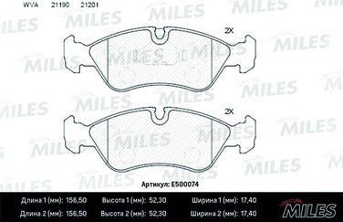 Miles E500074 Колодки тормозные opel vectra a/b/daewoo espero 91-99 передние Ceramic - 1