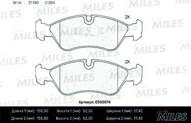 Miles E500074 Колодки тормозные opel vectra a/b/daewoo espero 91-99 передние Ceramic - 2