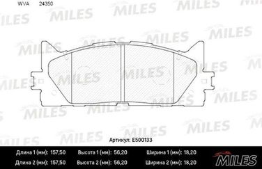 Miles E500133 Колодки тормозные toyota camry V40 06-/v50 11-/lexus ES 240/350 06- передние Ceramic - 1