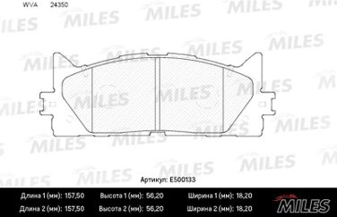 Miles E500133 Колодки тормозные toyota camry V40 06-/v50 11-/lexus ES 240/350 06- передние Ceramic - 2