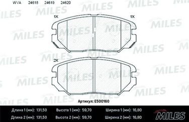 Miles E500160 Колодки тормозные hyundai sonata v(nf)/kia opirus 05- передние Ceramic - 1