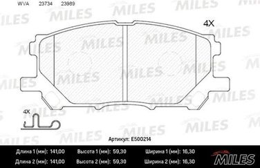 Miles E500214 Колодки тормозные lexus rx300/rx330/rx350 03>08/rx400h 05>09 передние Ceramic - 1