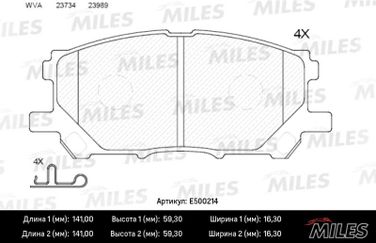 Miles E500214 Колодки тормозные lexus rx300/rx330/rx350 03>08/rx400h 05>09 передние Ceramic - 2