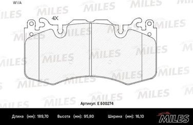 Miles E500274 Колодки тормозные передние, land rover discovery/range rover/sport 3.0/5.0 09- (iso 9001) Ceramic - 1